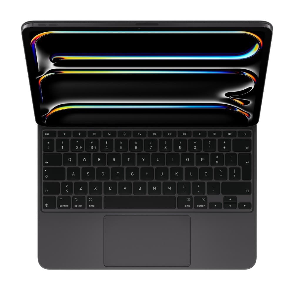 O Magic Keyboard para iPad Pro permite escrever de forma confortável: inclui um trackpad com novo design elegante e portátil: além de um descanso para o pulso em alumínio — miniatura 2