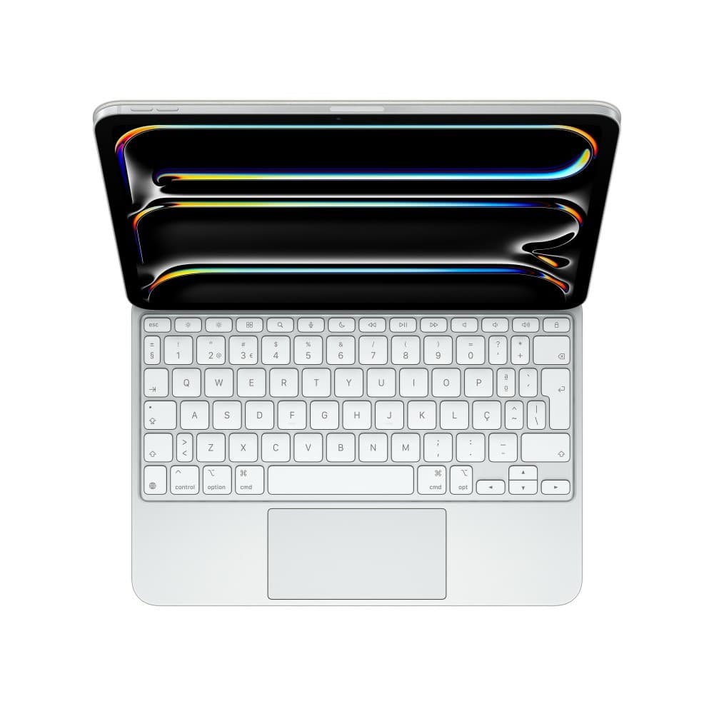 O Magic Keyboard para iPad Pro permite escrever de forma confortável: inclui um trackpad com novo design elegante e portátil: além de um descanso para o pulso em alumínio — miniatura 4