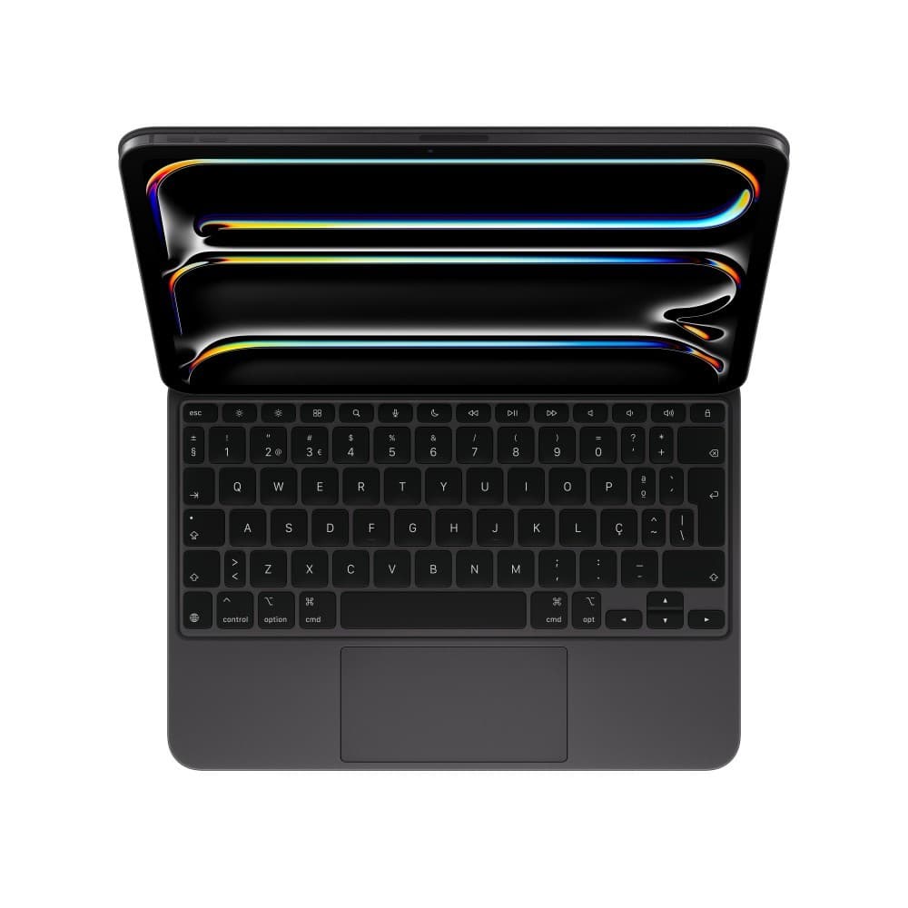 O Magic Keyboard para iPad Pro permite escrever de forma confortável: inclui um trackpad com novo design elegante e portátil: além de um descanso para o pulso em alumínio — miniatura 4