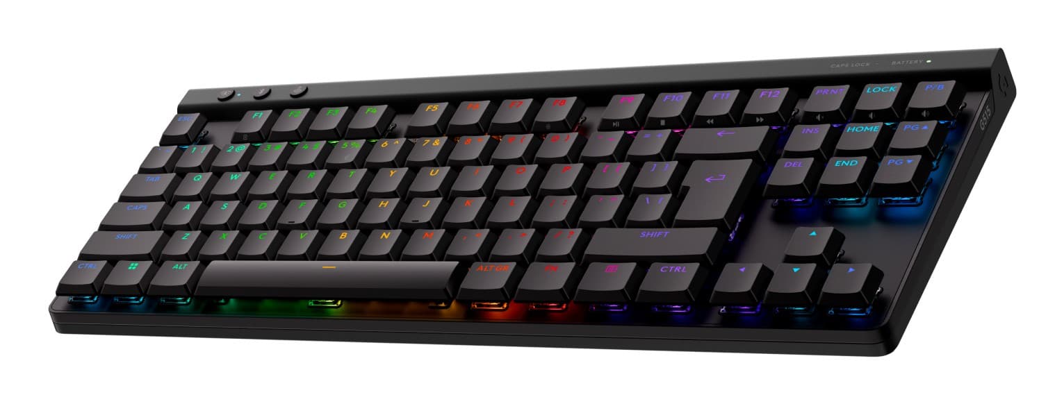 Logitech G G515 - Teclado - LIGHTSPEED - TKL - luz traseira - sem fios - 2.4 GHz, Bluetooth, USB - QWERTY - Padrão internacional americano - interruptor: GL Tactile - preto — miniatura 3