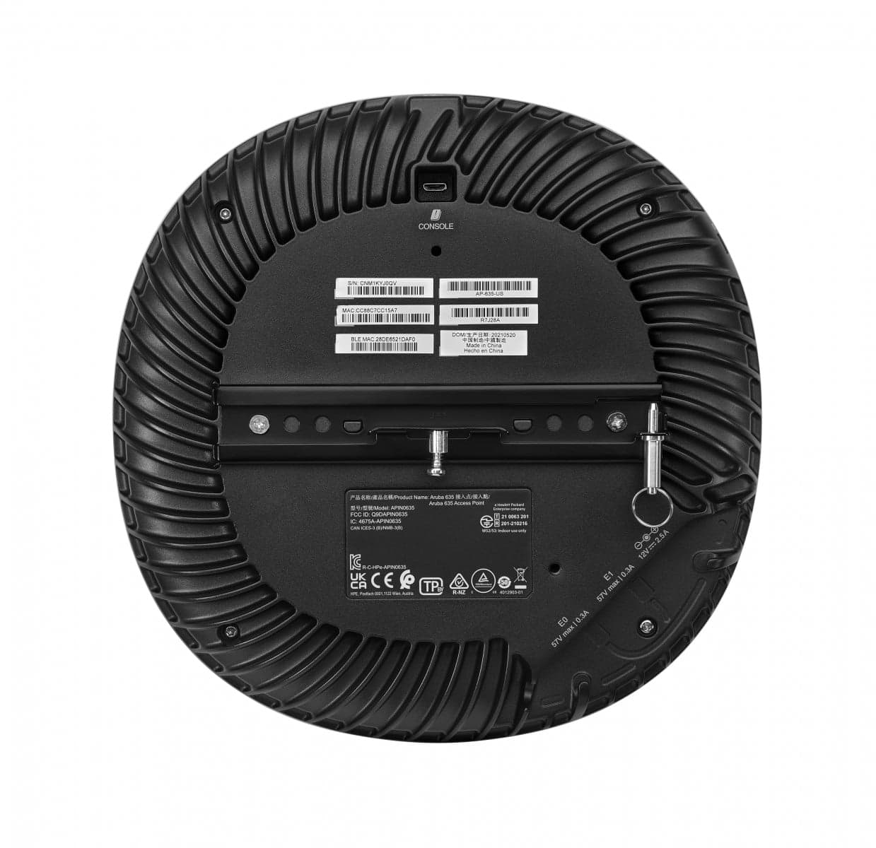 HPE Aruba Networking AP-635 (RW) - Campus - ponto de acesso sem fios - Wi-Fi 6 - Wi-Fi 6E, Bluetooth, ZigBee - 2.4 GHz, 5 GHz, 6 GHz montável no teto (pacote de 5) — miniatura 2