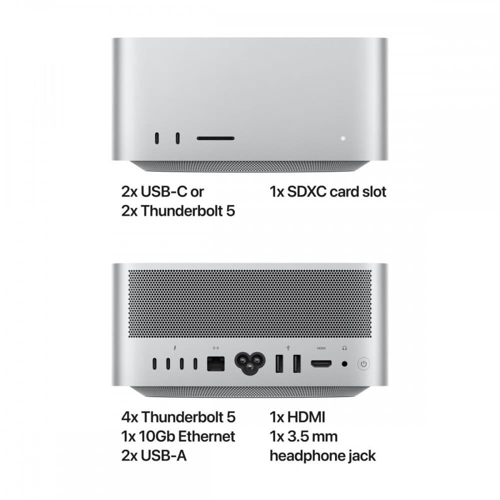 Apple Mac Studio - USFF M4 Max - RAM 36 GB - SSD 512 GB - Apple M4 Max 32-core - Gigabit Ethernet, 10 Gigabit Ethernet, 5 Gigabit Ethernet, 2.5 Gigabit Ethernet, IEEE 802.11ax (Wi-Fi 6E), Bluetooth 5.3 - macOS Sequoia 15.0 - monitor: nenhum - prata — miniatura 3