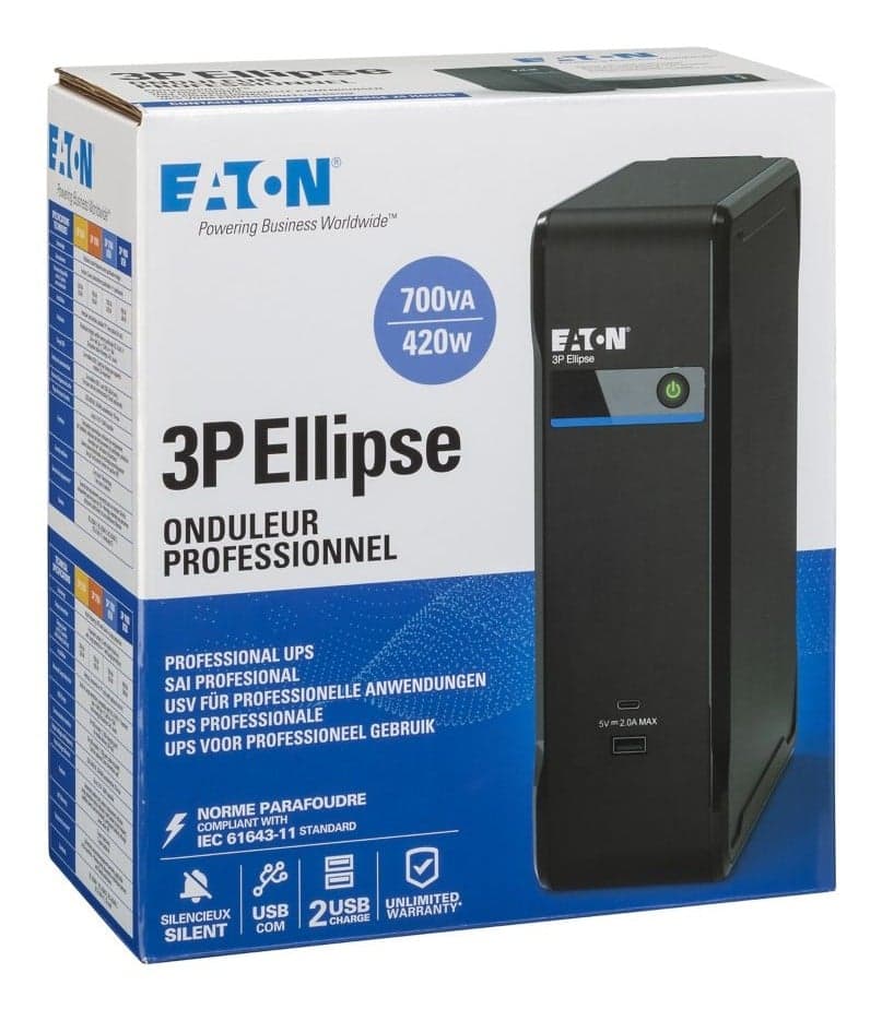 Eaton 3P Ellipse 700 USB DIN/IT - UPS - AC 220-240 V - 420 watt - 700 VA - USB - conectores de saída: 4 — miniatura 6