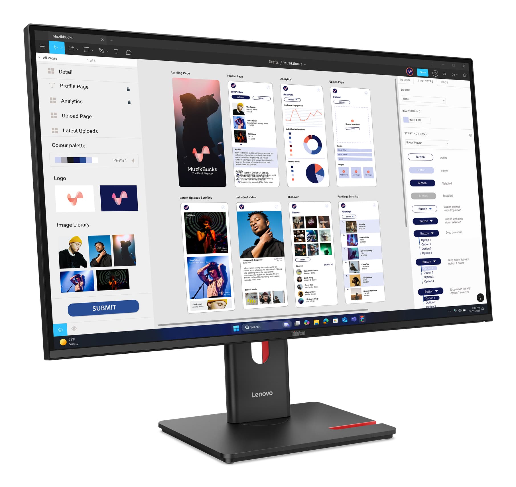 Lenovo ThinkVision T32UD-40 Monitor — miniatura 3