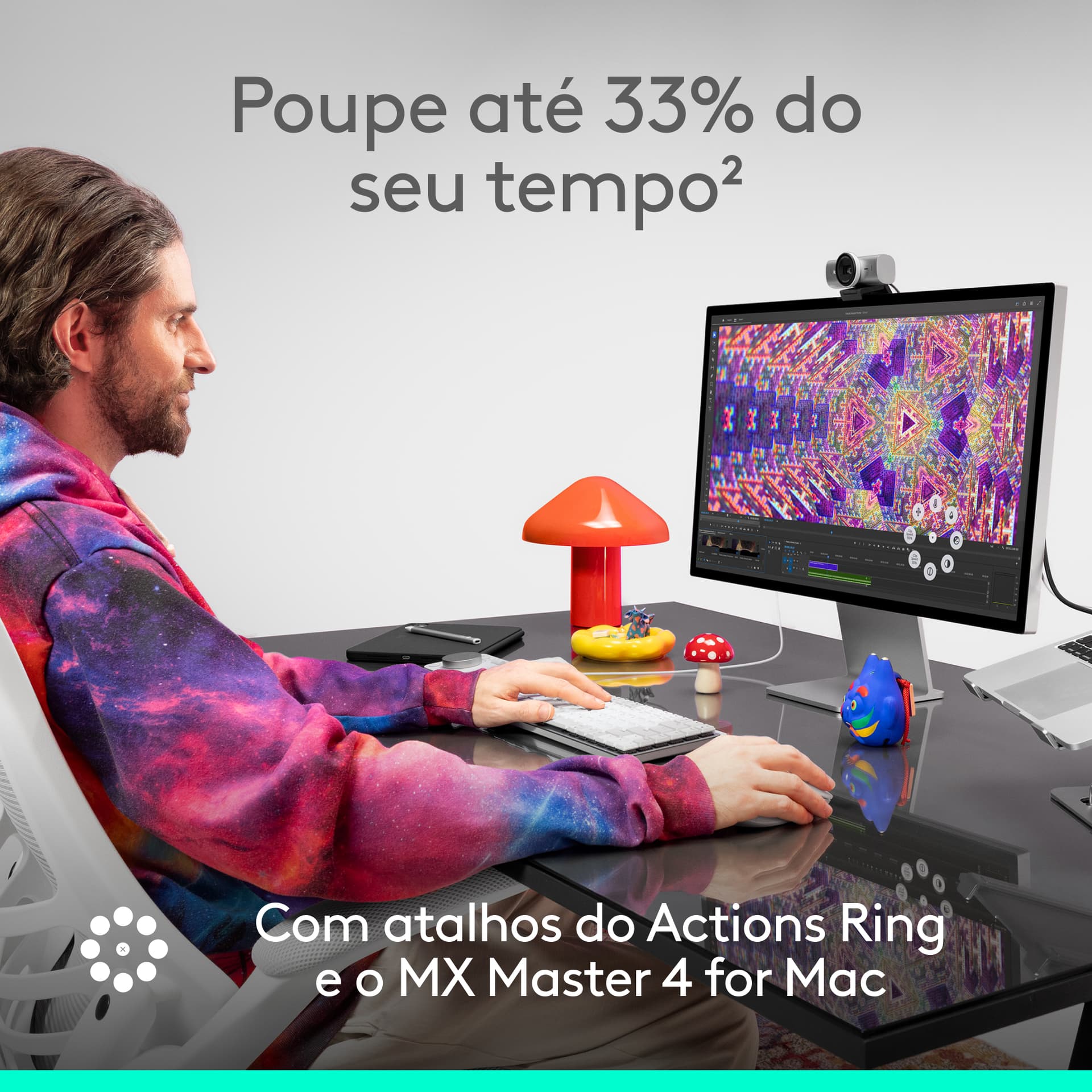 Logitech MX Master 4 for Mac, rato ergonómico com Bluetooth com feedback tátil de desempenho avançado, deslocamento ultrarrápido, carregamento por USB-C , MacOS, iPadOS, Windows - branco prateado — miniatura 9