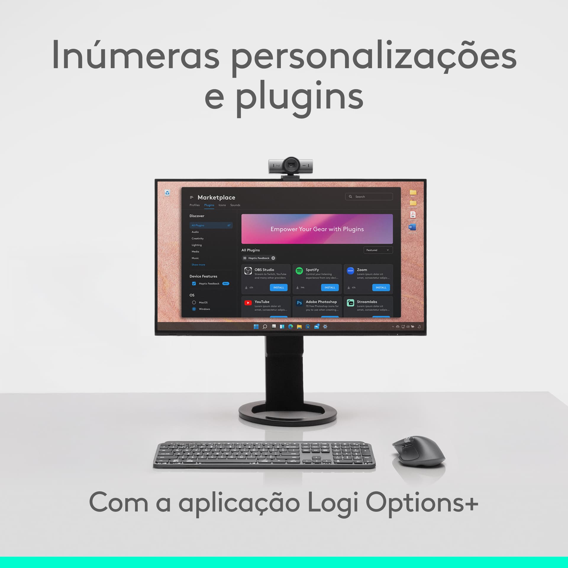 Logitech MX Master 4, rato ergonómico sem fios com feedback tátil de desempenho avançado, deslocamento ultrarrápido, carregamento por USB-C , Bluetooth, Windows, MacOS - cinzento claro — miniatura 22
