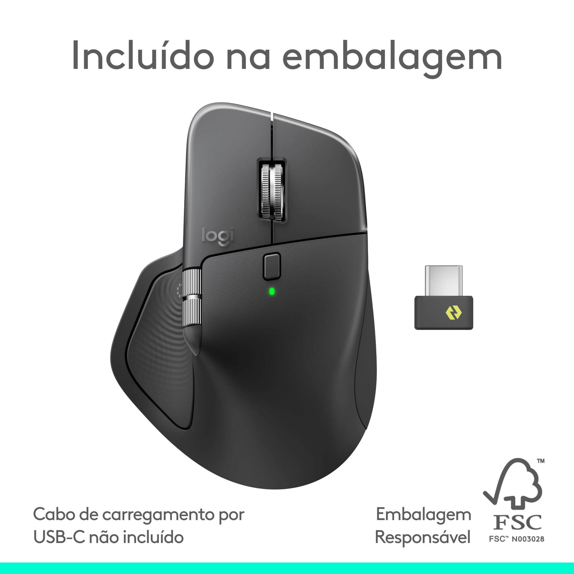 Logitech MX Master 4, rato ergonómico sem fios com feedback tátil de desempenho avançado, deslocamento ultrarrápido, carregamento por USB-C , Bluetooth, Windows, MacOS - cinzento claro — miniatura 25
