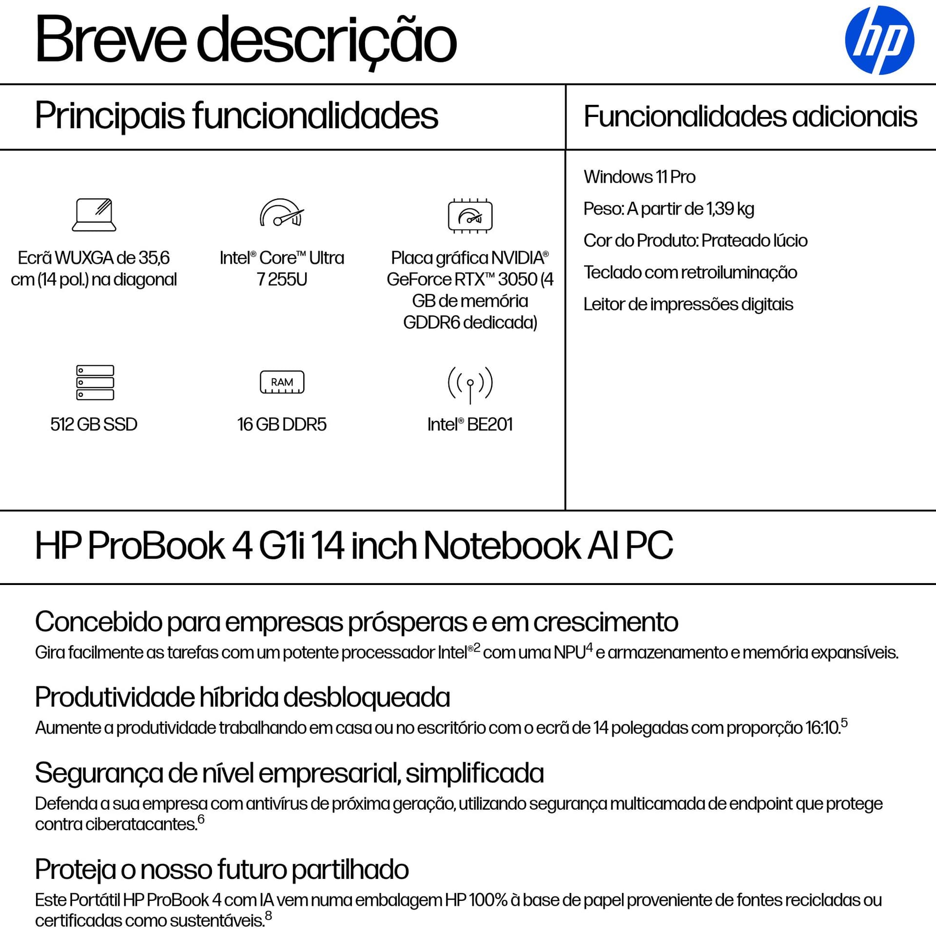 HP ProBook 4 G1i 14 inch Notebook AI PC — miniatura 3