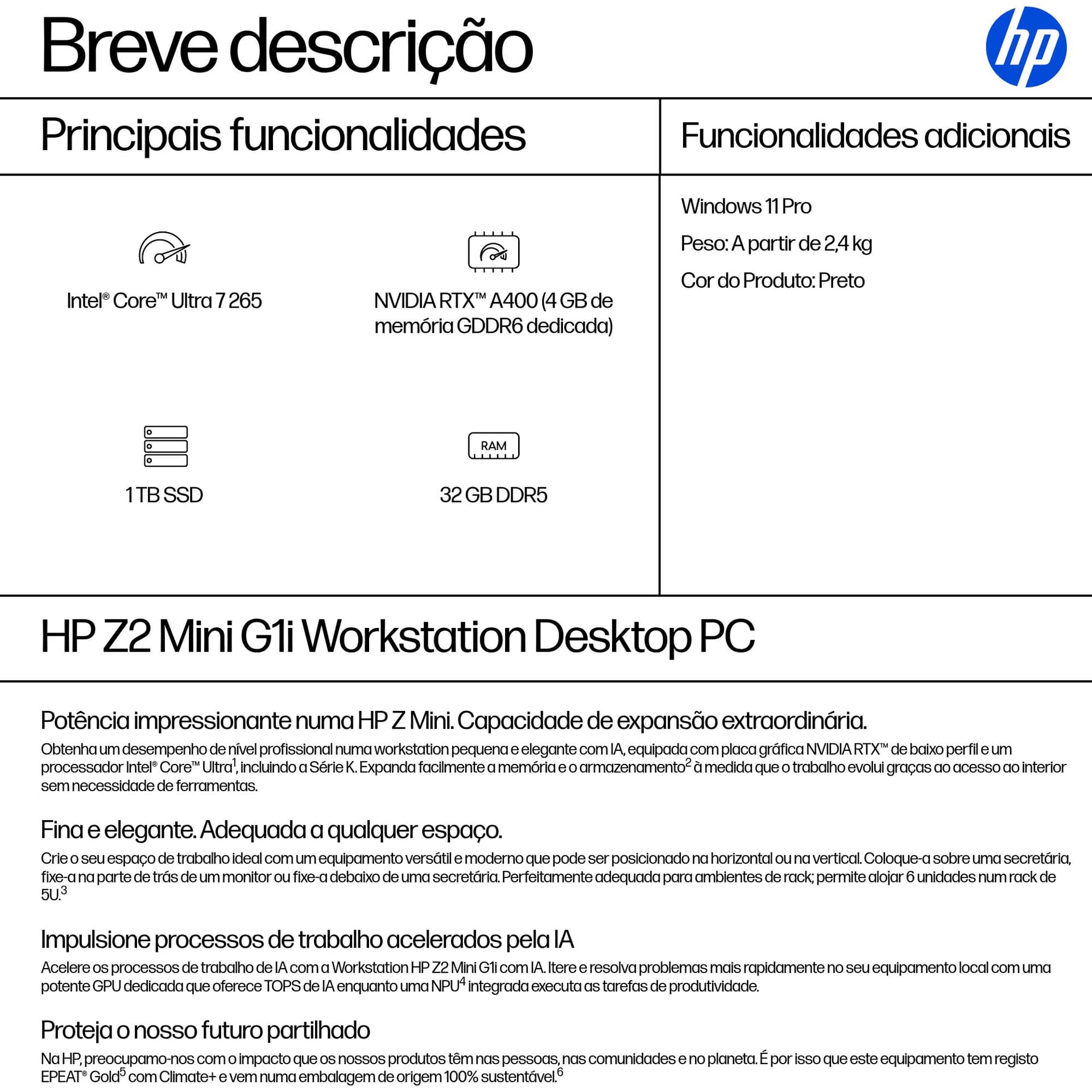 HP Z2 Mini G1i Workstation Desktop PC — miniatura 3