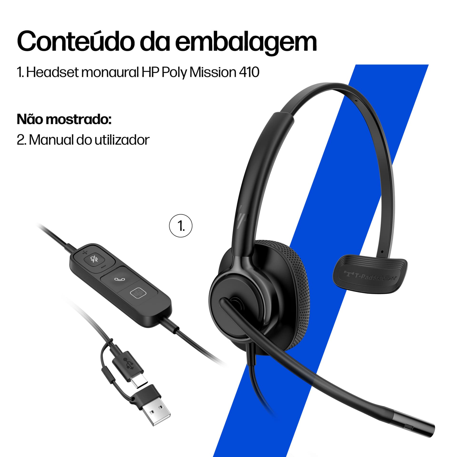 HP Poly Headset monaural USB com fios Mission 415 — miniatura 6