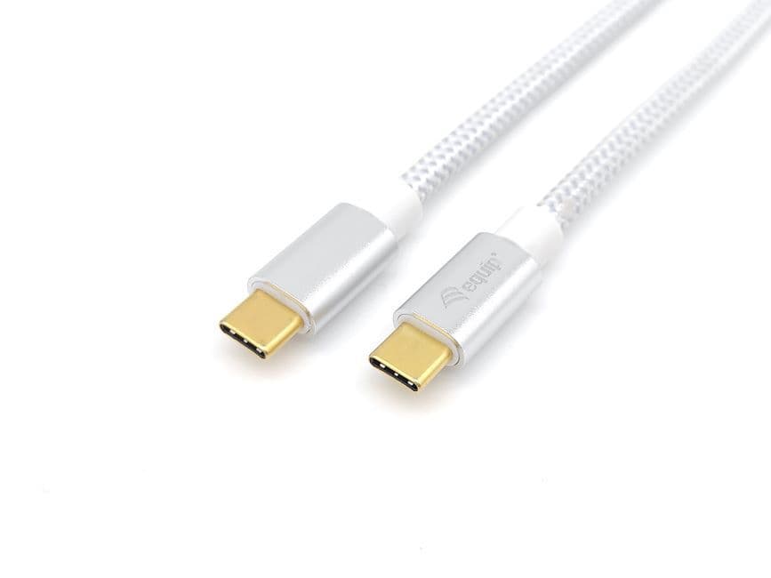 EQUIP CABO USB 3.2 GEN 2 C TO C CABLE M/M 10G TRANSFER 5A 100W 1.0MT WHITE — miniatura 4