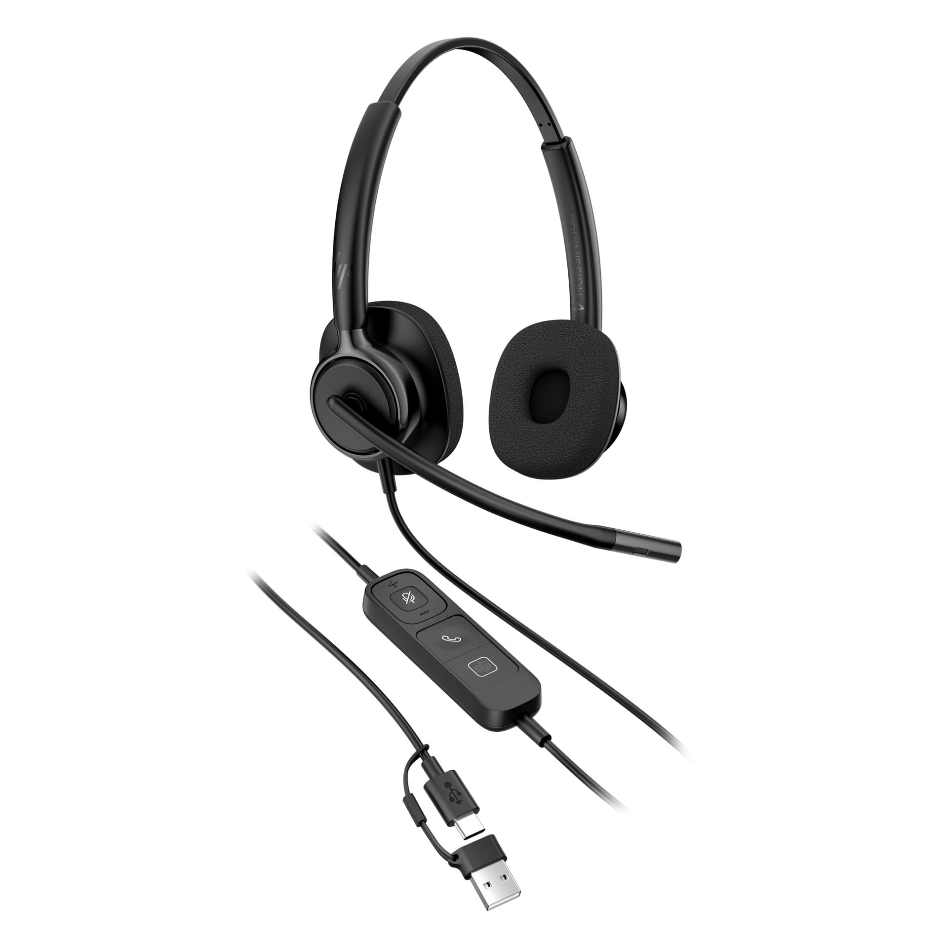 HP Poly Headset estéreo USB com fios Mission 425 Classic — miniatura 3