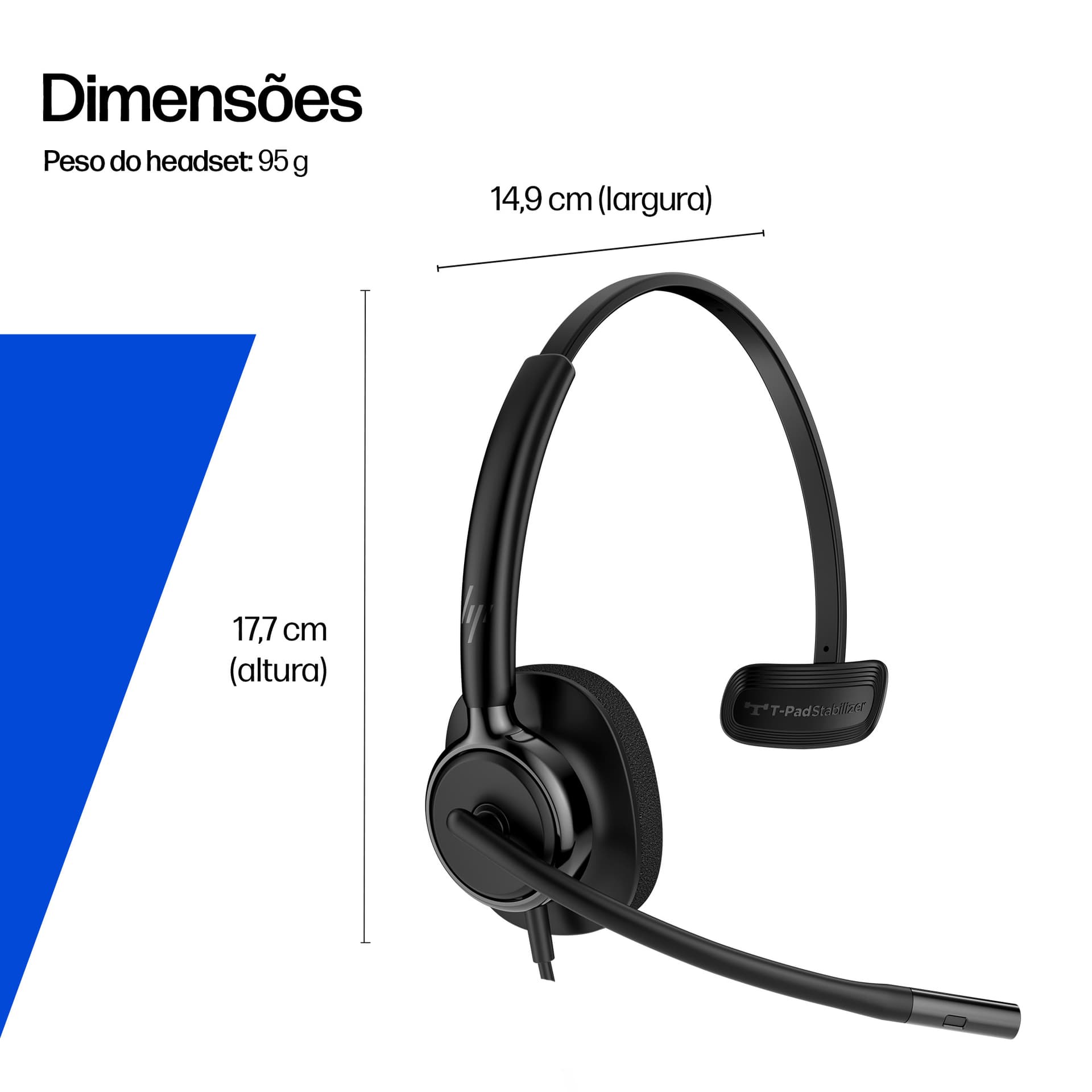 HP Poly Headset monaural USB com fios Mission 415 Classic — miniatura 4