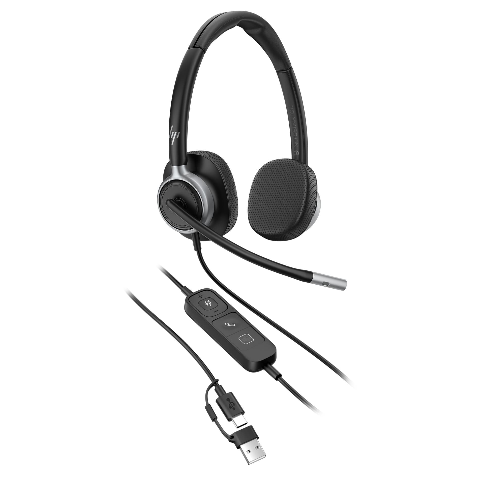 HP Poly Headset estéreo USB com fios Mission 625 — miniatura 3