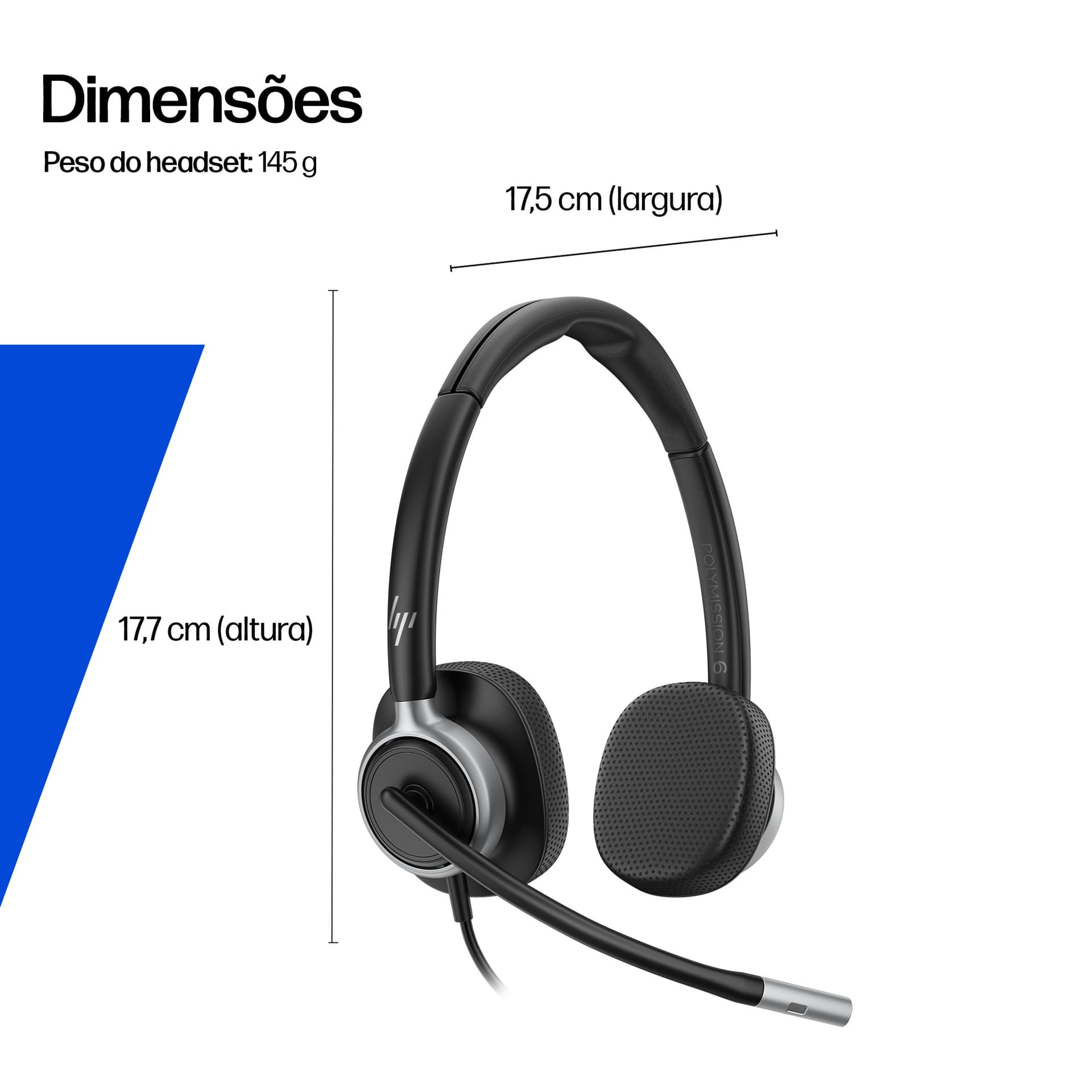 HP Poly Headset estéreo USB com fios Mission 625 — miniatura 4