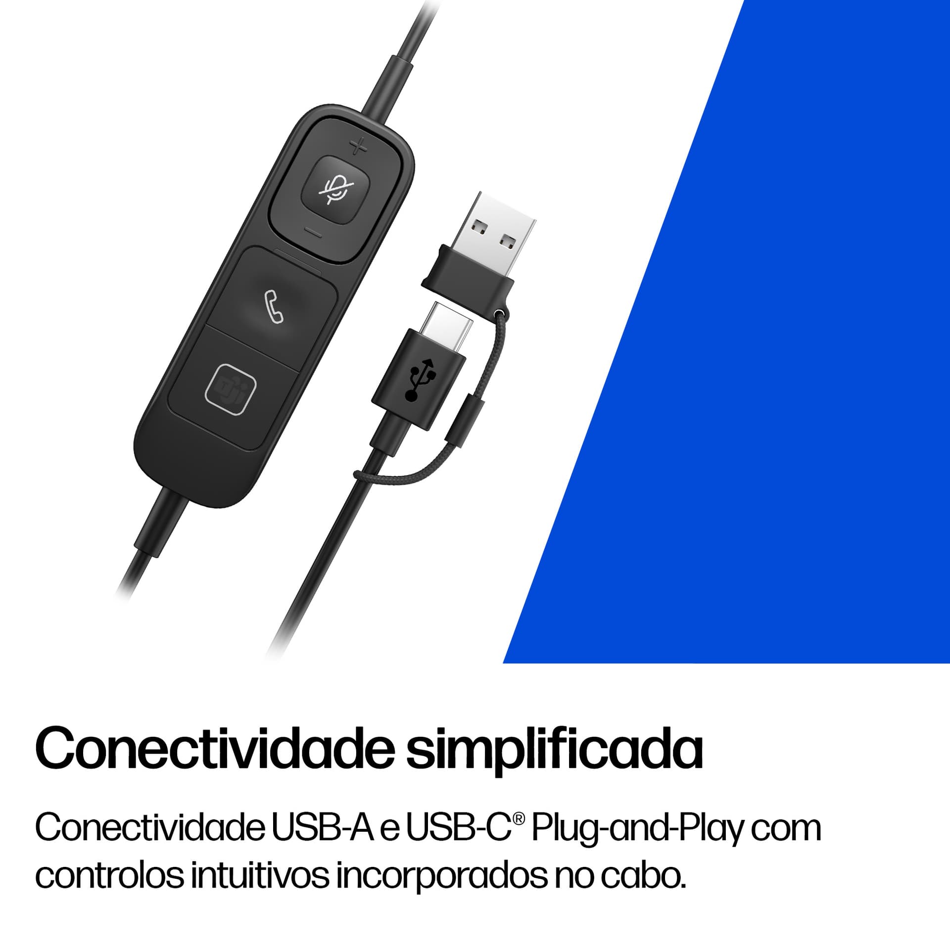 HP Poly Headset estéreo USB com fios Mission 625 (a granel) — miniatura 3
