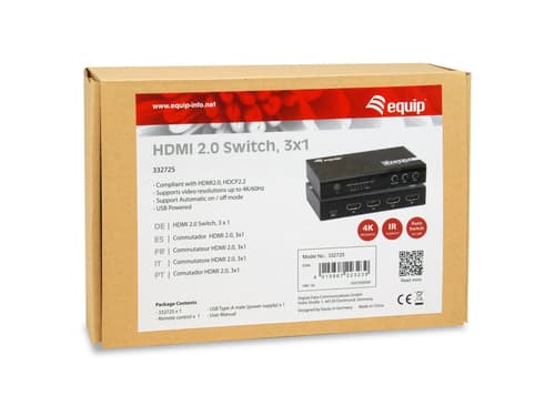 EQUIP HDMI 2.0 SWITCH 3X1 USB POWERED — miniatura 4