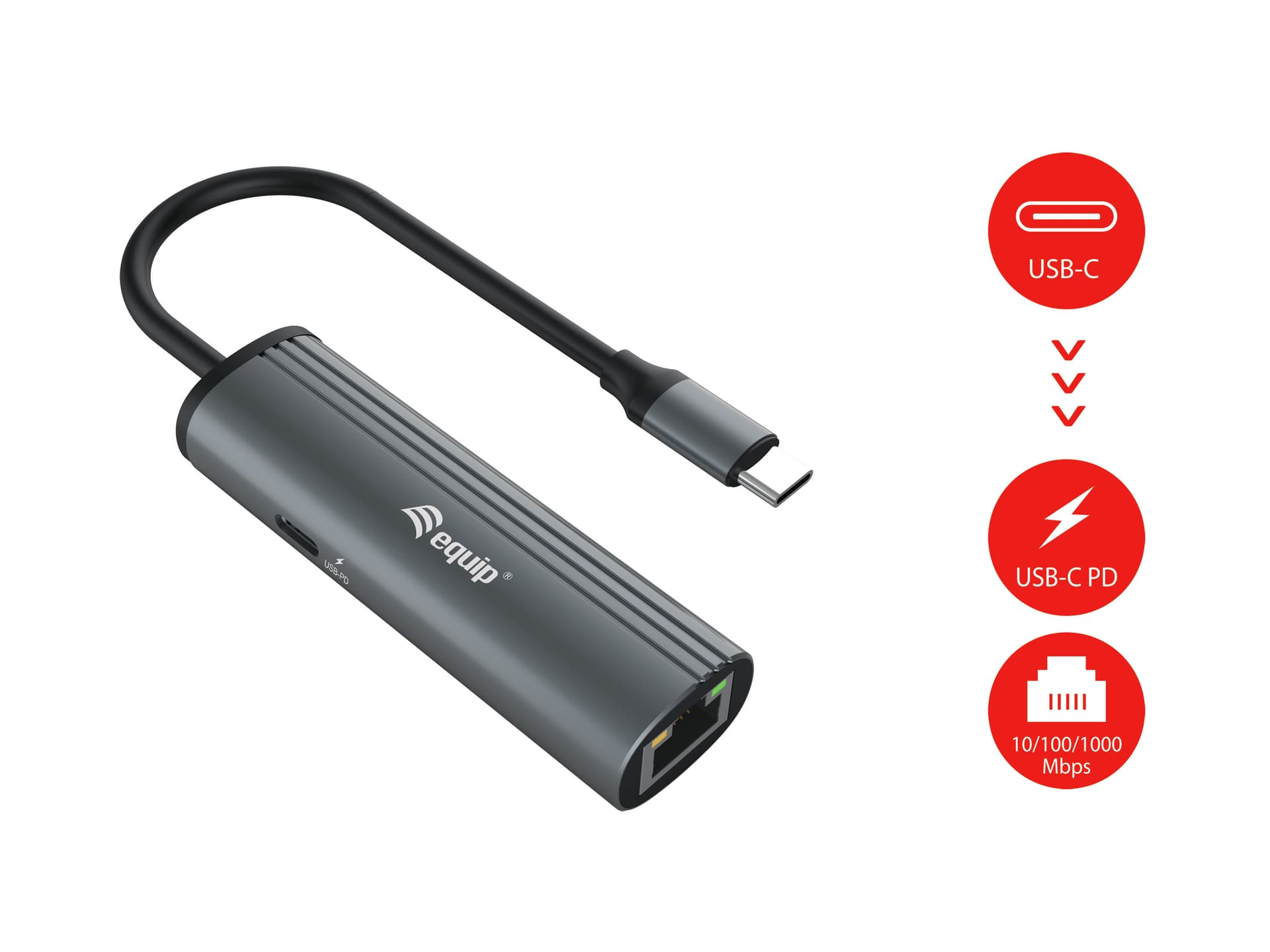 Equip Adaptador USB-C para rede Gigabit RJ45 + adaptador USB PD de 100W — miniatura 2