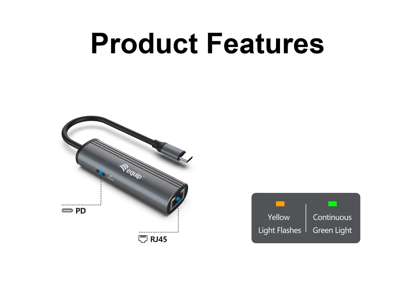 Equip Adaptador USB-C para rede Gigabit RJ45 + adaptador USB PD de 100W — miniatura 3