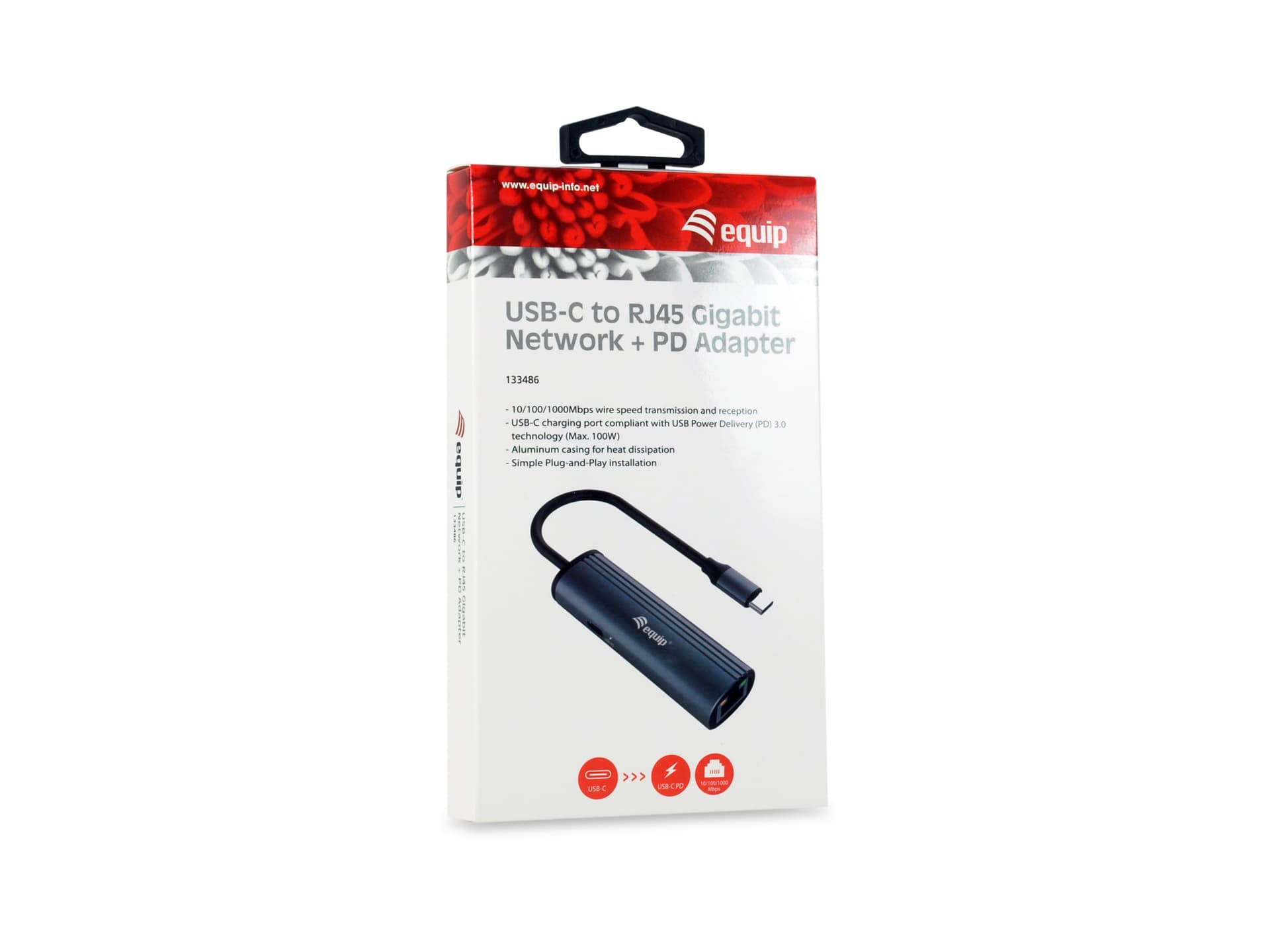 Equip Adaptador USB-C para rede Gigabit RJ45 + adaptador USB PD de 100W — miniatura 5