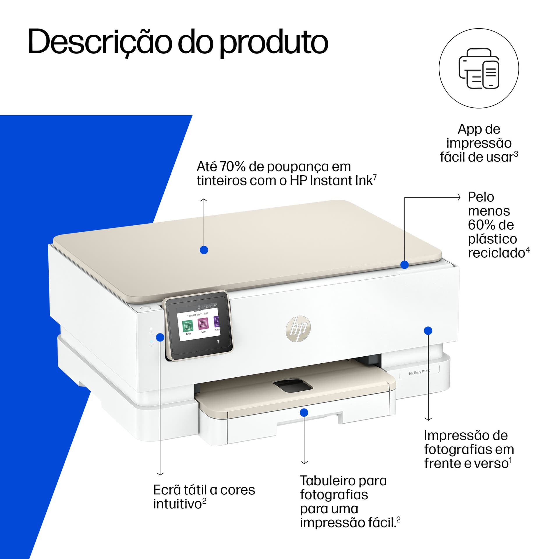 HP ENVY Photo Envy 7234 Sem fios All-in-One Cor Impressora — miniatura 3