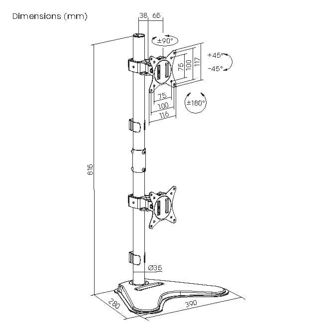 Equip Suporte de mesa vertical duplo para monitor de 17"-32” — miniatura 9
