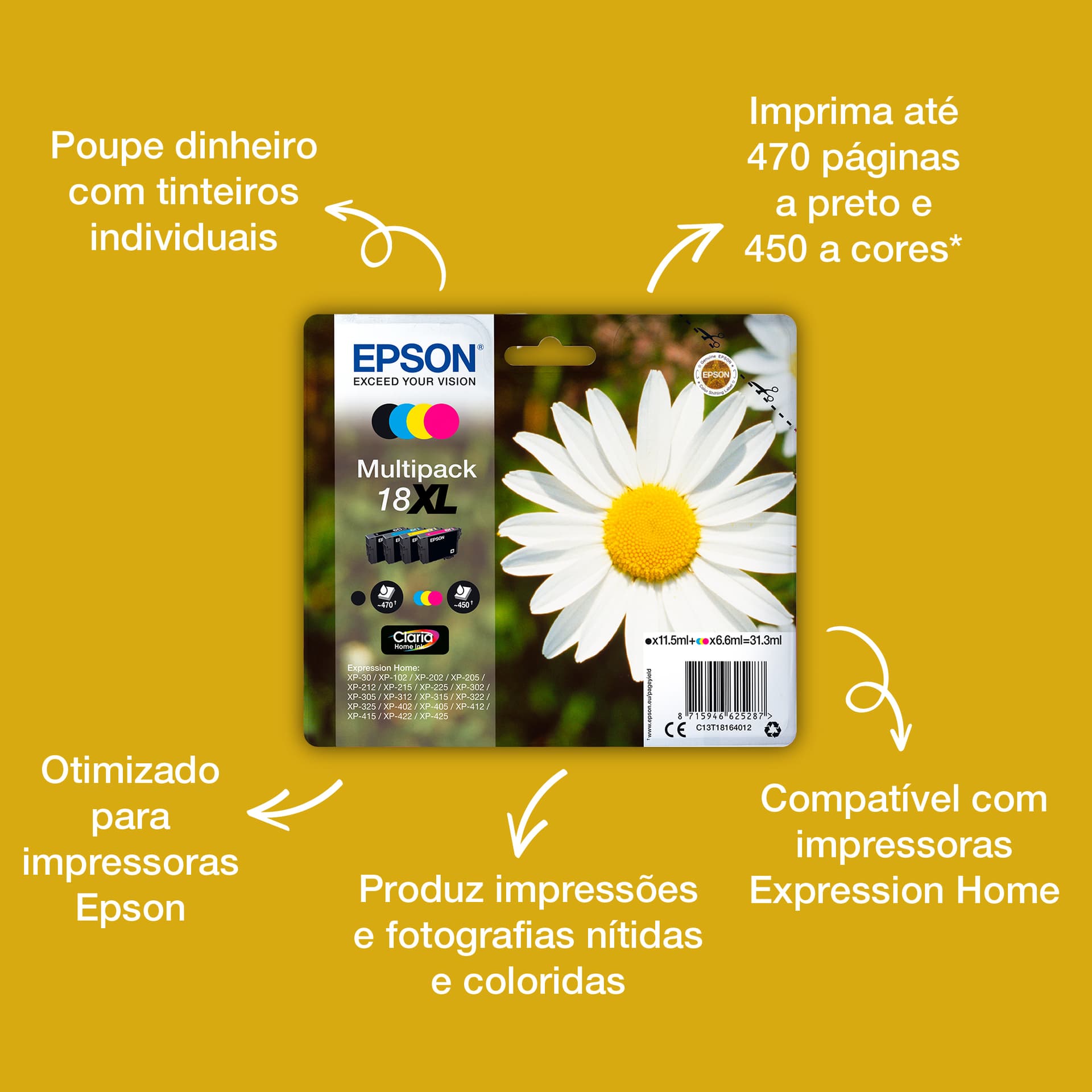 Epson Daisy 18 Tinta multipack de 4 cores Claria Home Margarida — miniatura 3