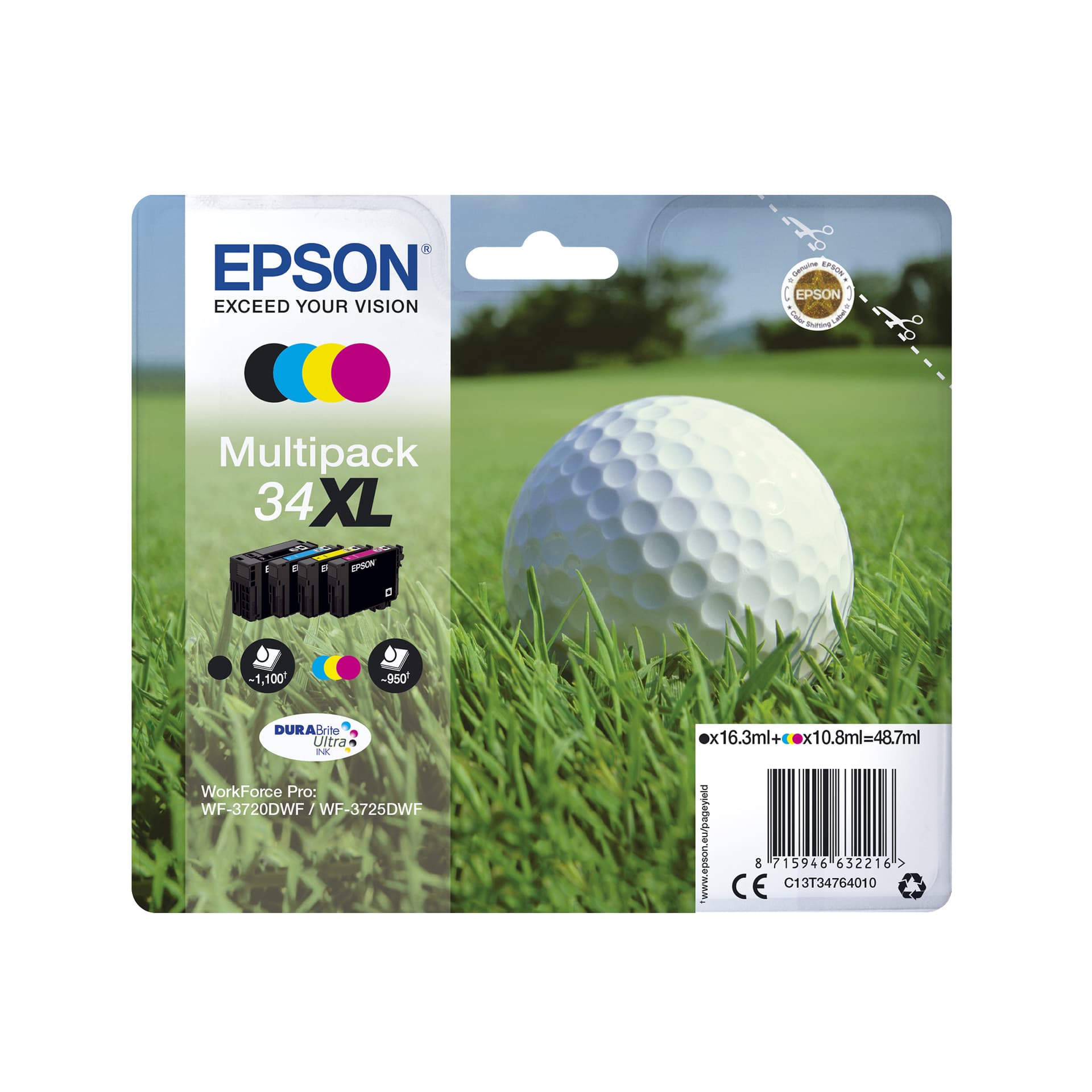 Epson Golf ball 34 Conjunto individual magenta DURABrite Ultra Bola de golfe — miniatura 2