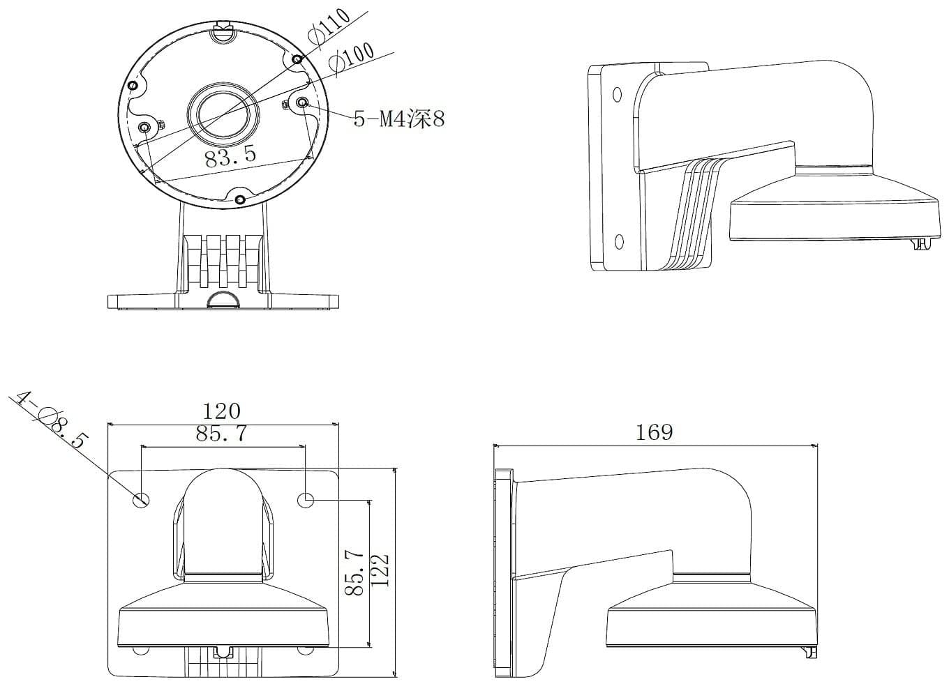 Hikvision DS-1272ZJ-110(Black) Wall mount, miniatura 5