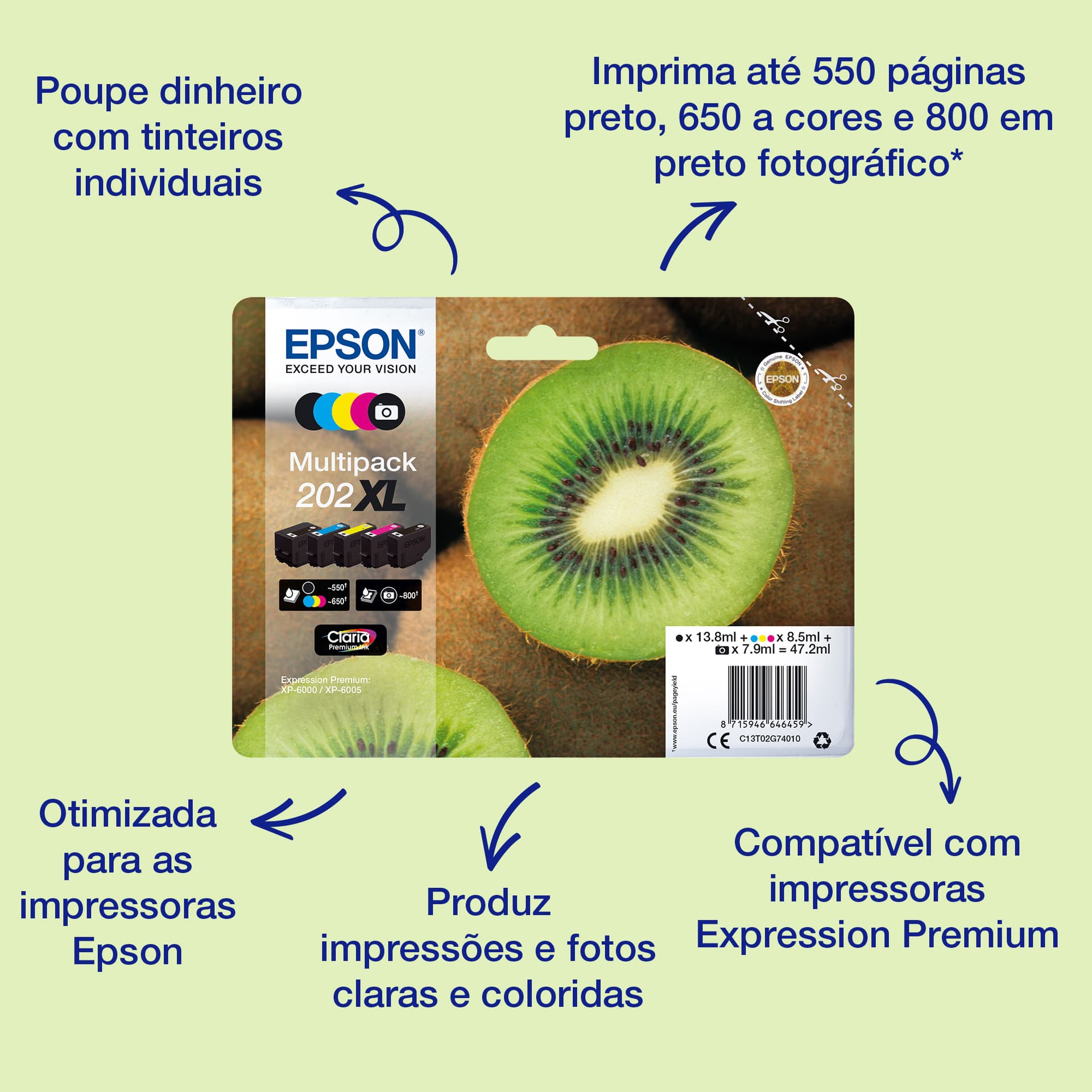 Epson Kiwi Multipack 5-colours 202 Claria Premium Ink — miniatura 2