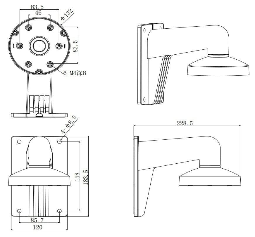 Hikvision DS-1273ZJ-130-TRL(Black) Wall mount, miniatura 6