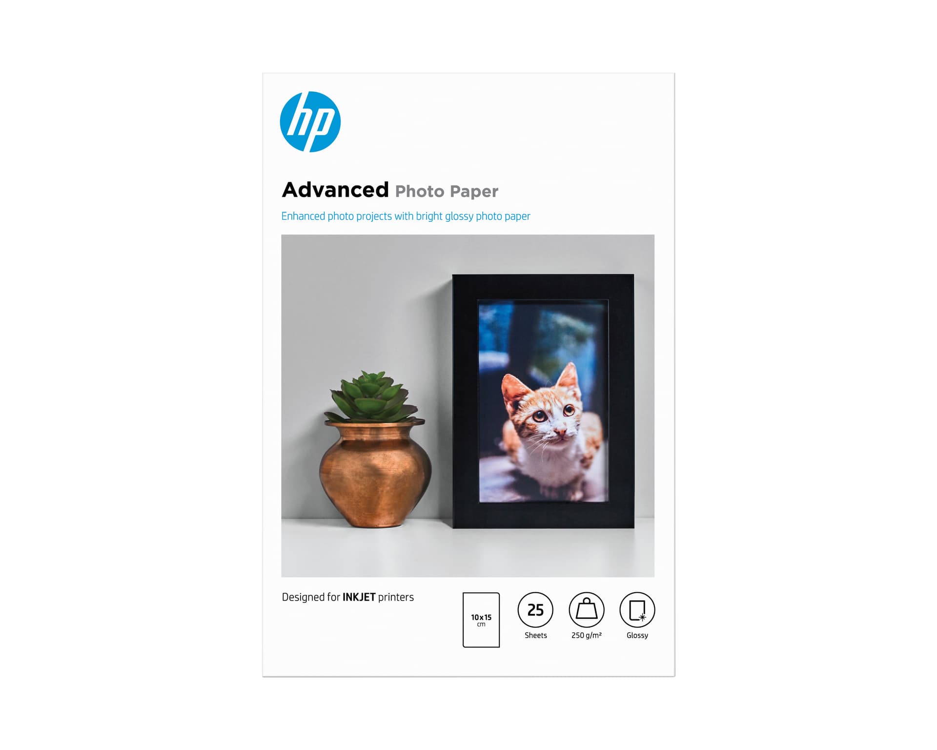 HP Papel de Fotografia Advanced Brilhante, 250 g/m2, 10 x 15 cm (101 x 152 mm), 25 folhas — miniatura 1