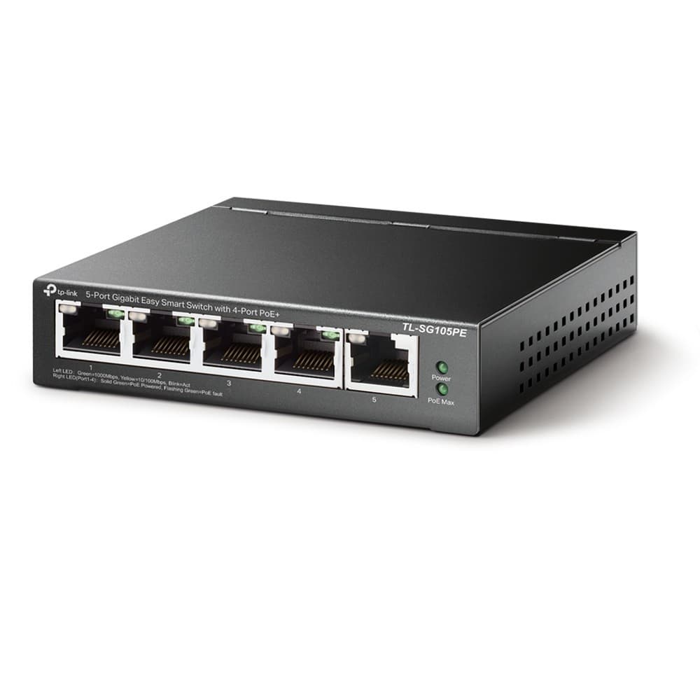 TP-LINK 5PORT GIGABIT EASY SMART SWITCH 4PORT POE+PORT 4× GIGABIT POE+ — miniatura 3