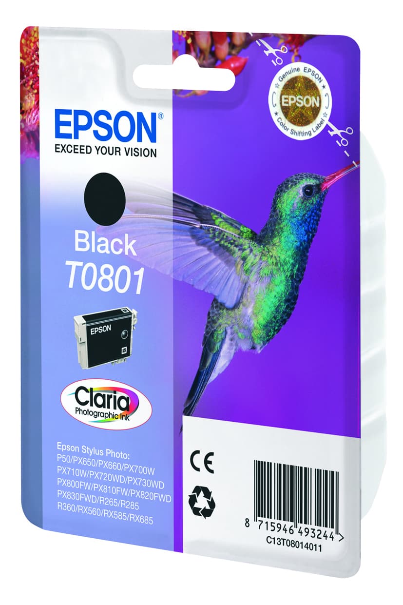 Epson Hummingbird Tinteiro Preto T0801 Tinta Claria Photographic, miniatura 2