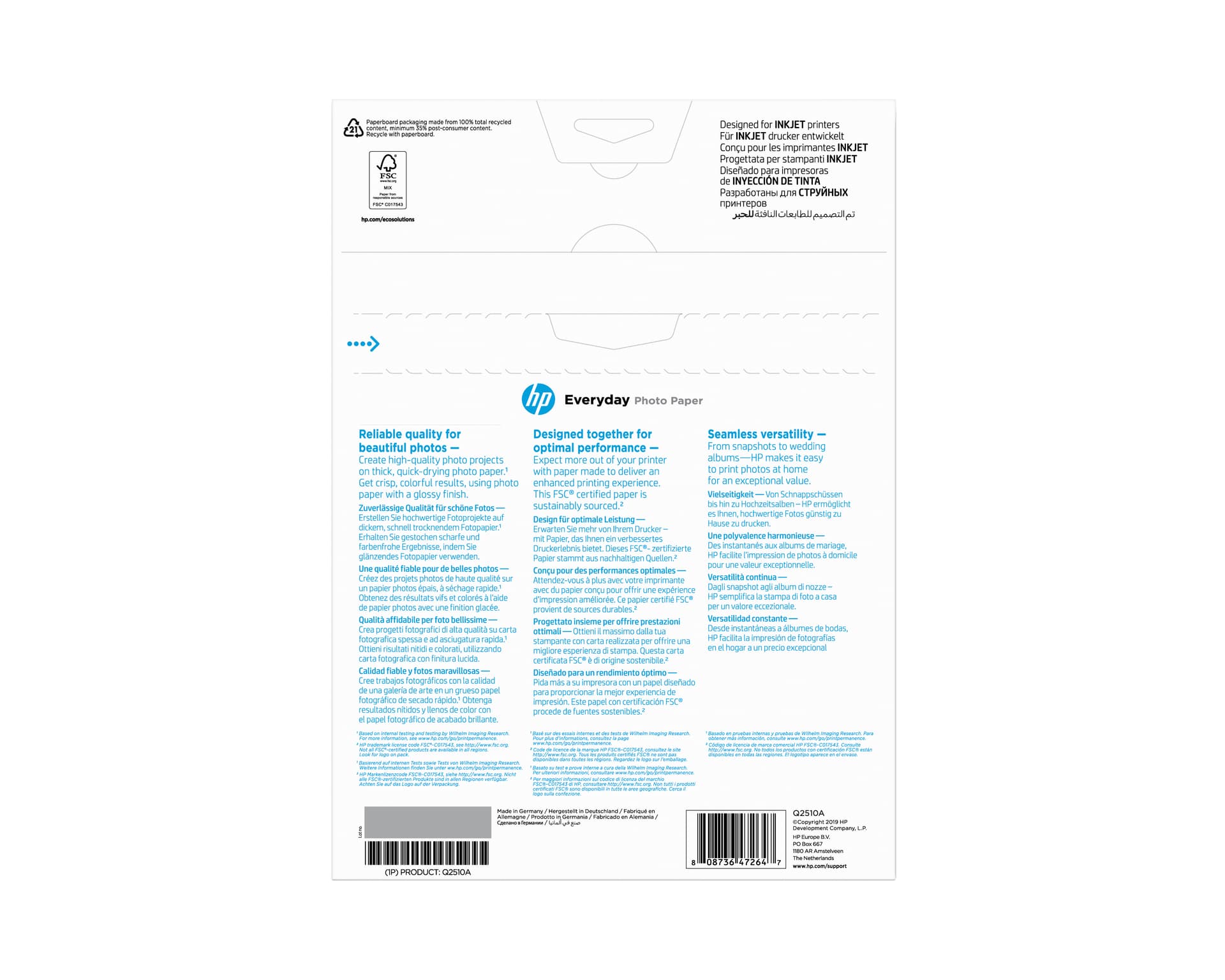 HP Papel de Fotografia Advanced Brilhante, 200 g/m2, A4 (210 x 297 mm), 100 folhas, miniatura 7
