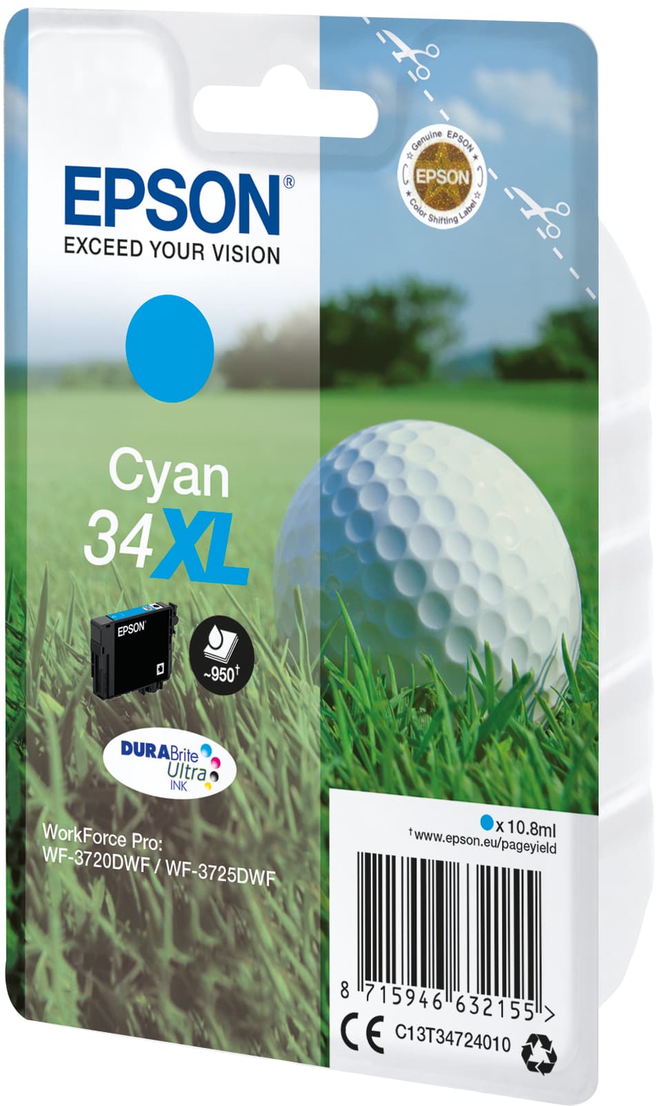 Epson Golf ball 34XL Conjunto individual ciano DURABrite Ultra Bola de golfe, miniatura 2