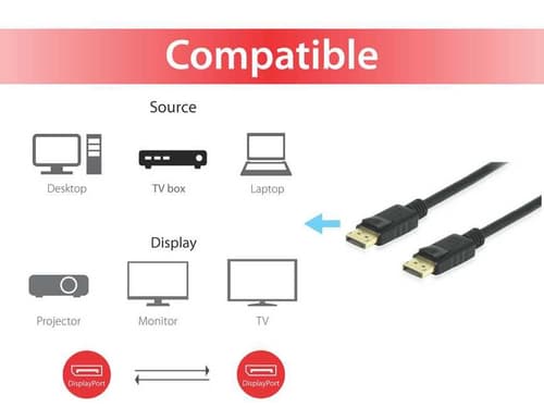 EQUIP CABO DISPLAY PORT 1.4 M/M 1.0M WITH LATCH PRETO — miniatura 4