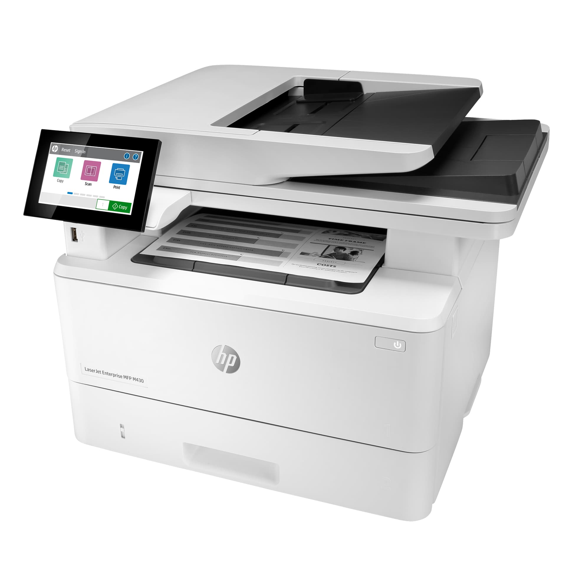 HP LaserJet Enterprise M430f Multifunction Preto e branco Impressora, Apenas Ethernet; Copiadora, Scanner — miniatura 2
