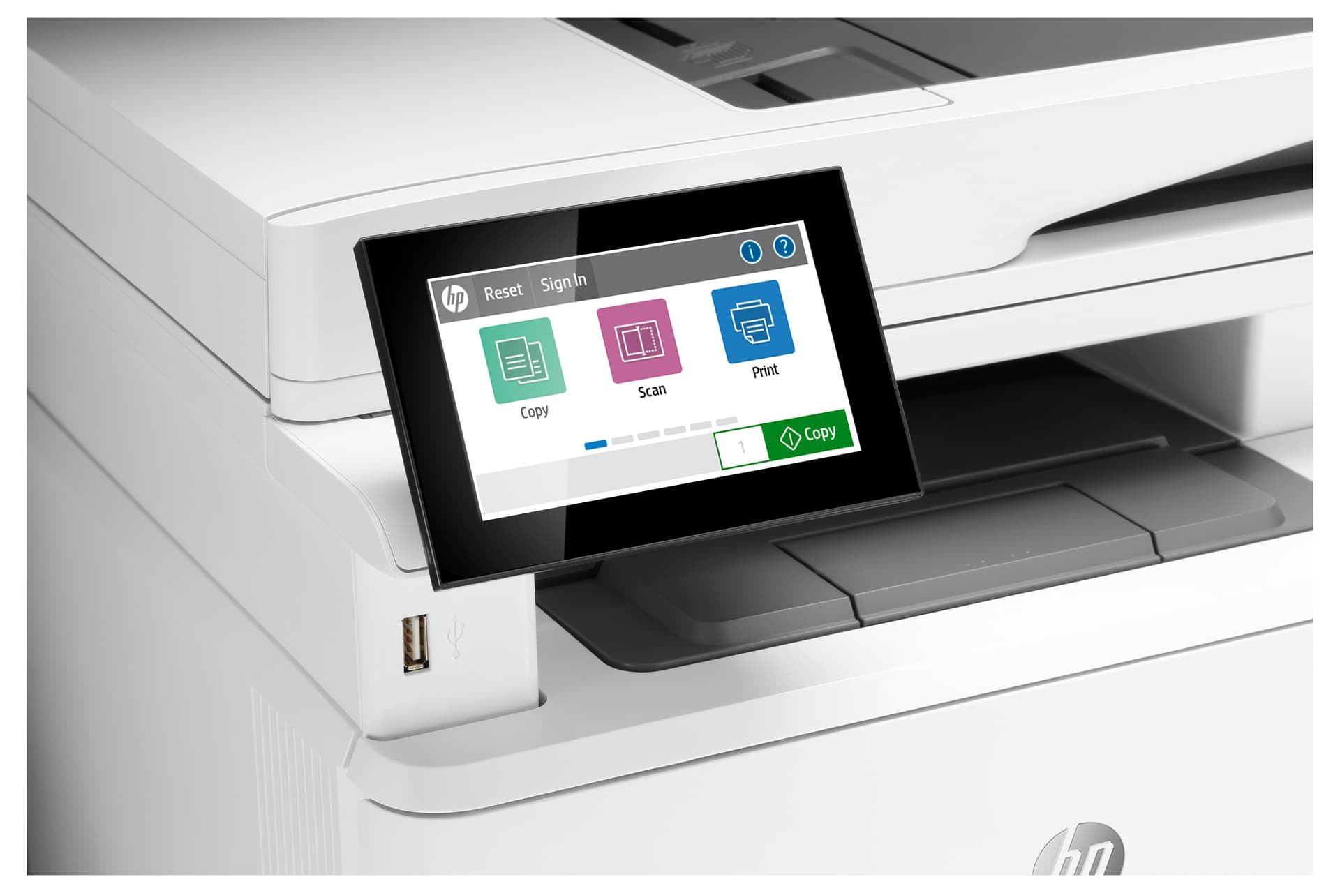 HP LaserJet Enterprise M430f Multifunction Preto e branco Impressora, Apenas Ethernet; Copiadora, Scanner — miniatura 4
