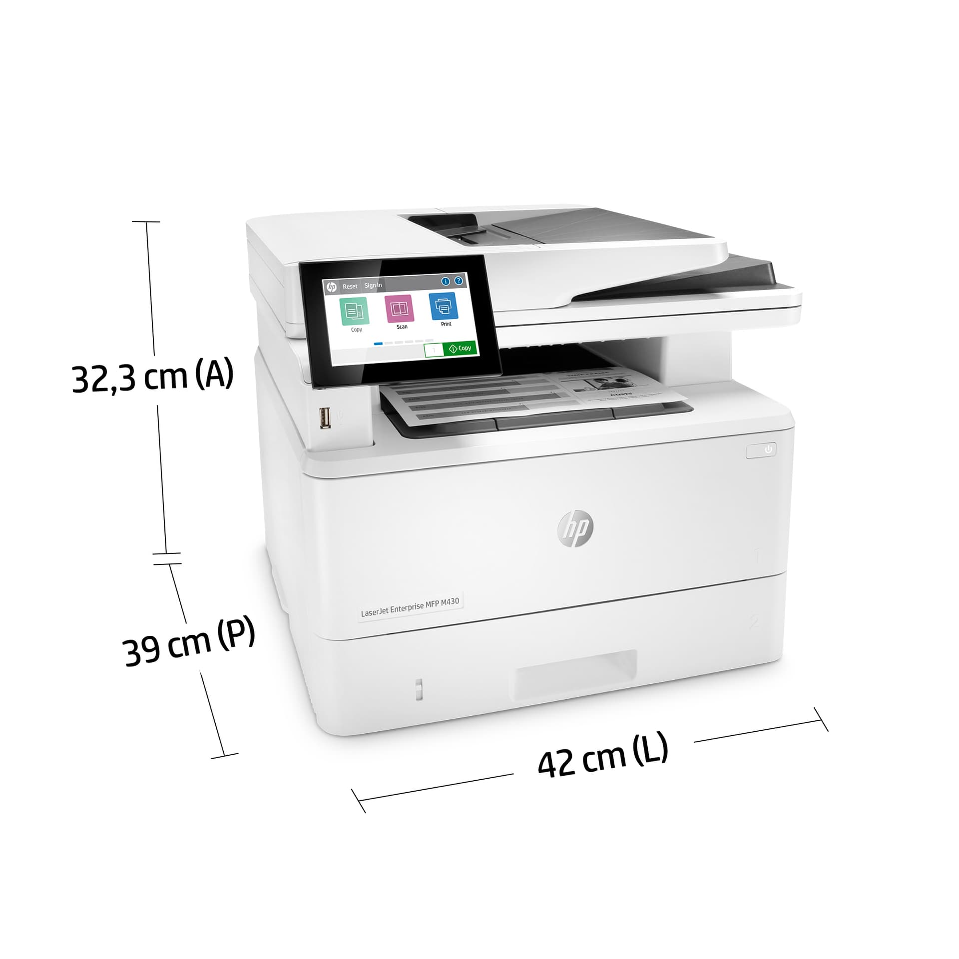 HP LaserJet Enterprise M430f Multifunction Preto e branco Impressora, Apenas Ethernet; Copiadora, Scanner — miniatura 8