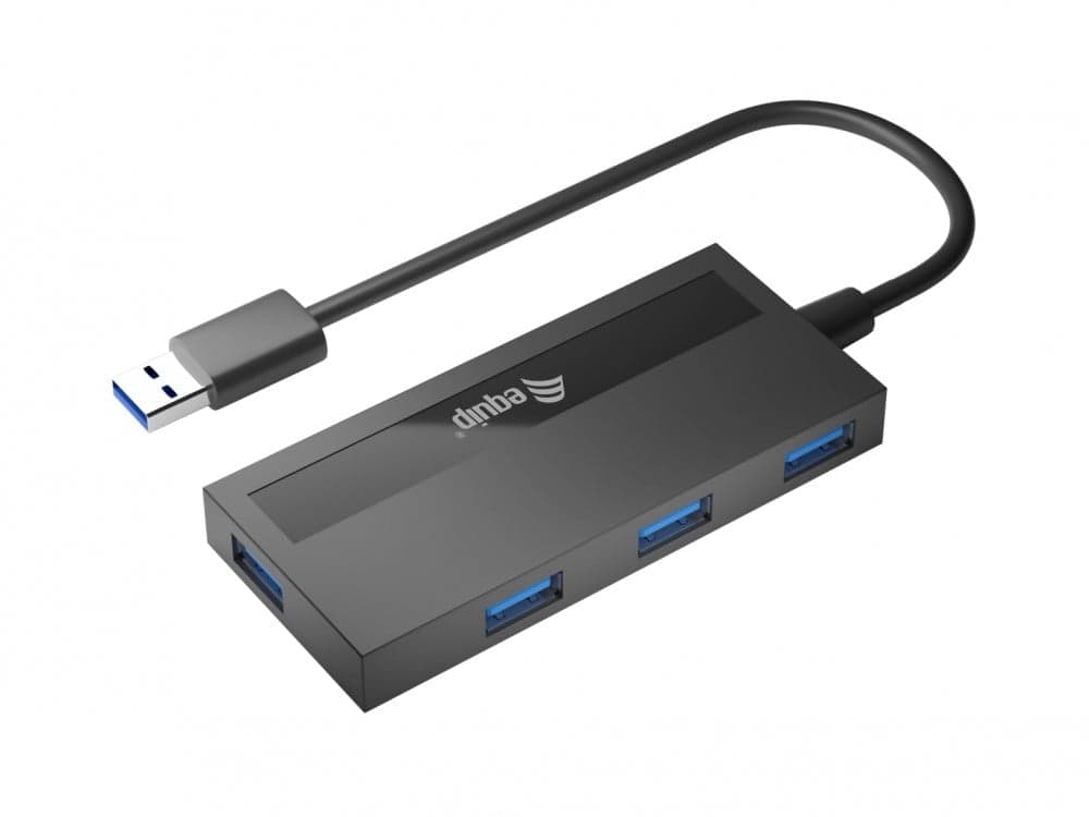 EQUIP LIFE HUB USB 3.0 4PORT C/ ADAPTADOR USB-C BLACK #CAMPANHA# — miniatura 1