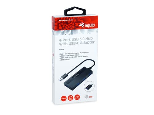 EQUIP LIFE HUB USB 3.0 4PORT C/ ADAPTADOR USB-C BLACK #CAMPANHA# — miniatura 3