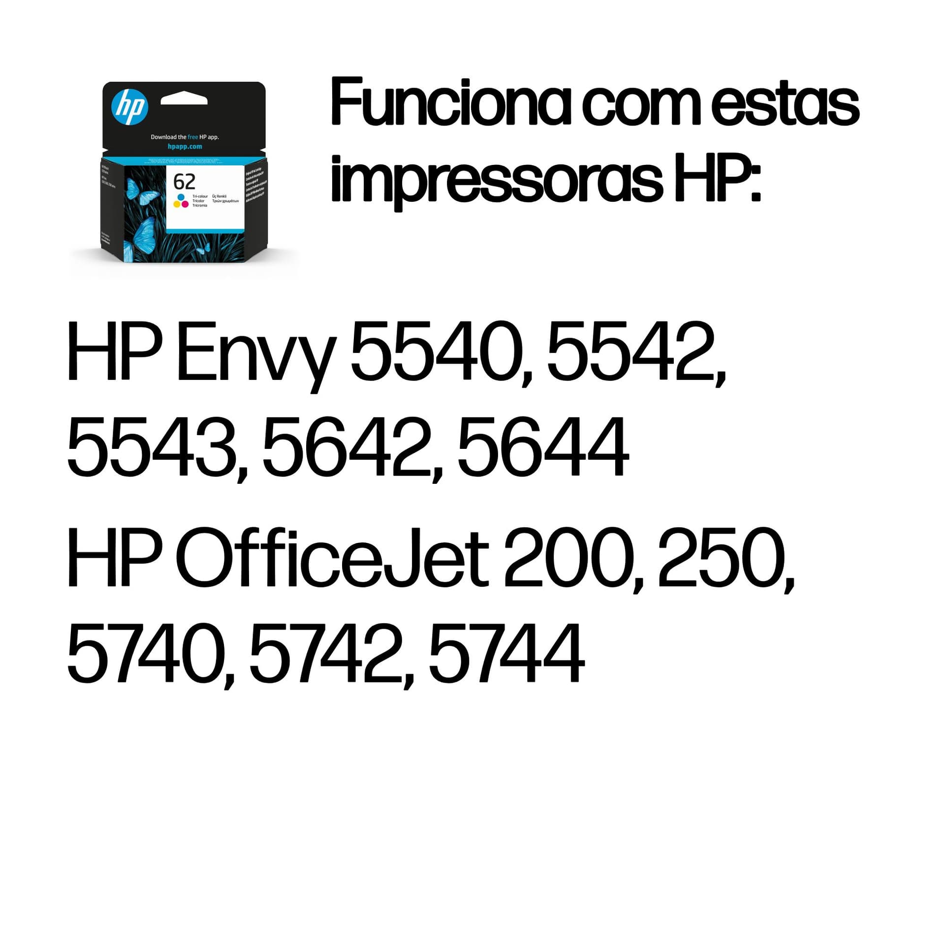 HP Tinteiro original 62 Tricolor, miniatura 2