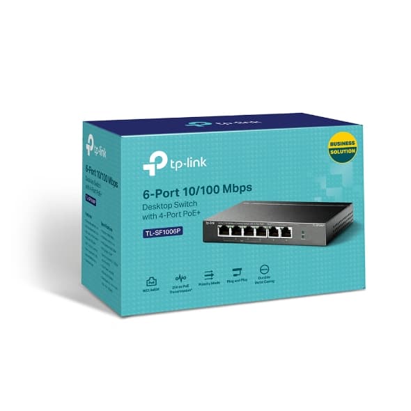 TP-LINK SWITCH 6PORT 10/100 MBPS DESKTOP W/ 4PORT POE+ — miniatura 2
