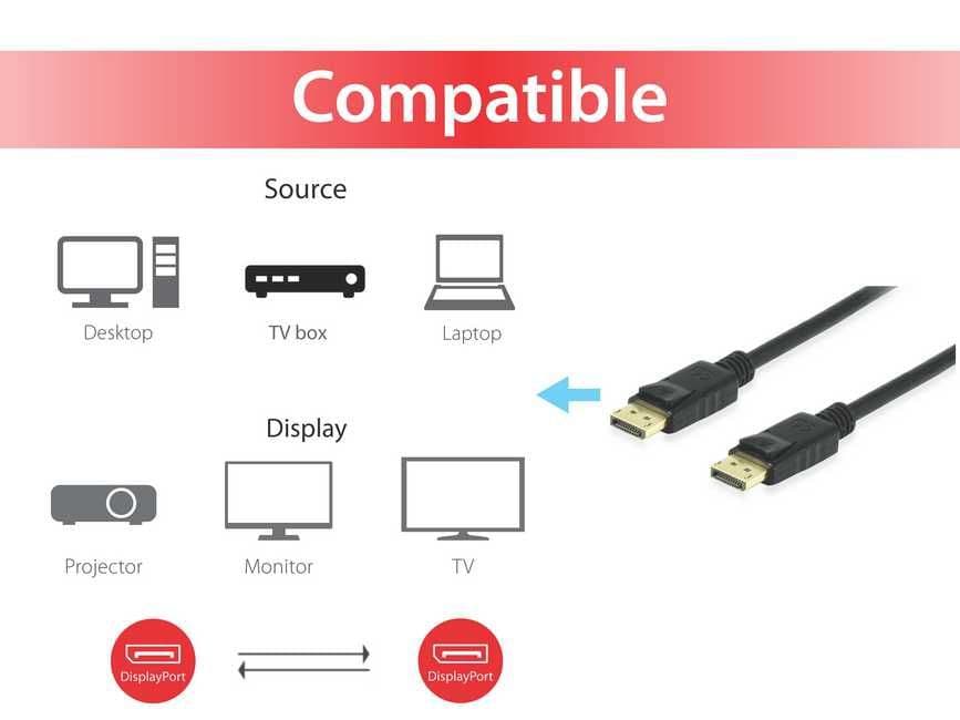EQUIP CABO DISPLAY PORT 1.4 M/M 3.0M WITH LATCH BLACK — miniatura 4