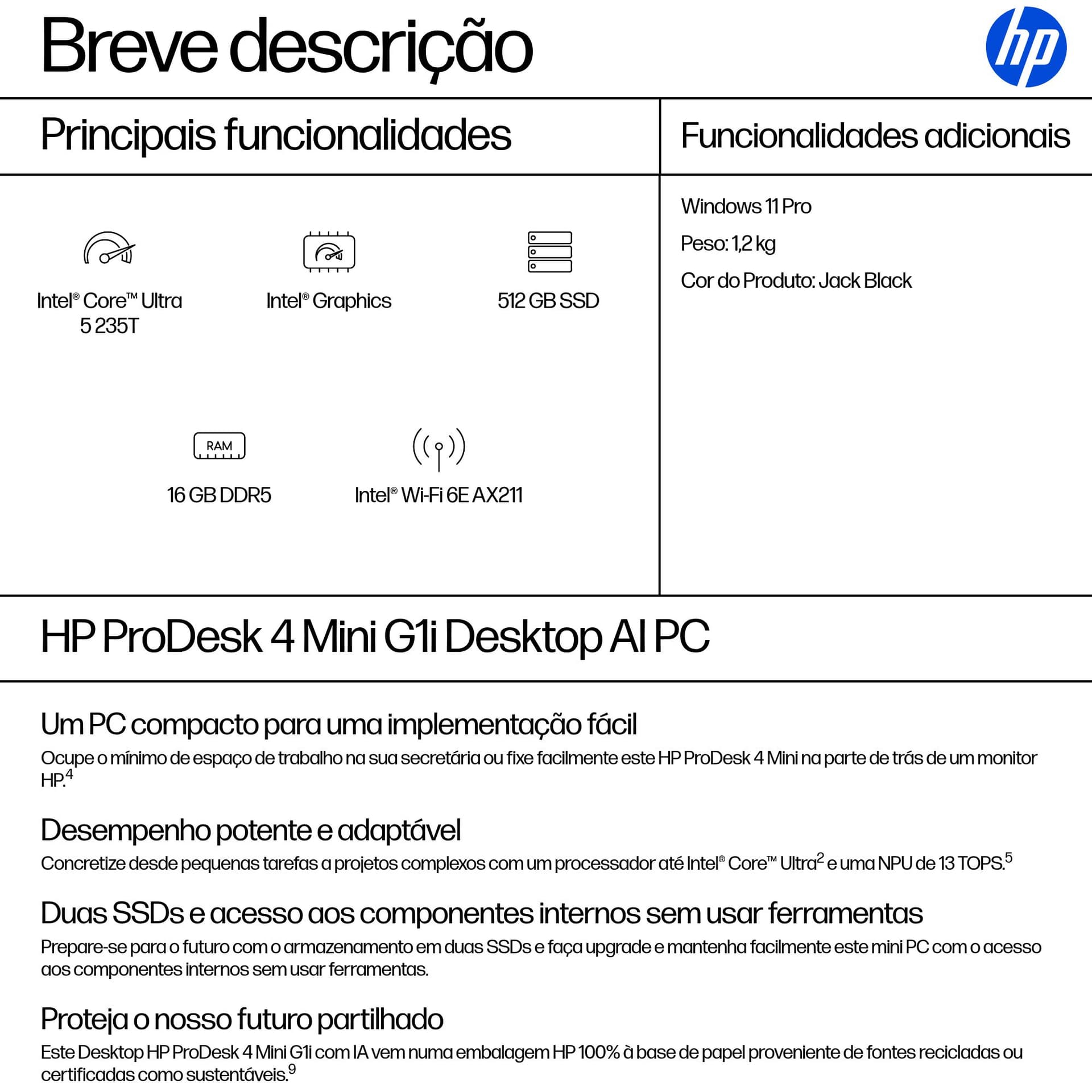 HP ProDesk 4 Mini G1i Desktop AI PC — miniatura 3