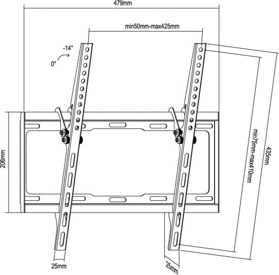 EQUIP ERGO SUPORTE PAREDE INCLINAVEL 81 140CM 32" 55" 650311 — miniatura 2
