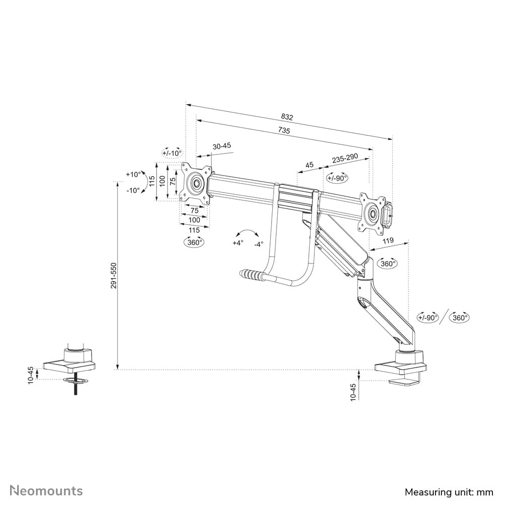 Neomounts DS75-450BL2, miniatura 20