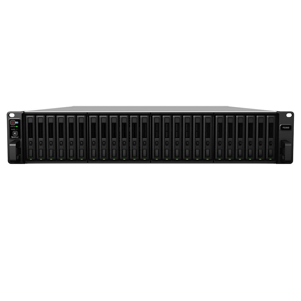 Synology FlashStation FS3600 - Servidor NAS - 24 baias - montável em bastidor - RAID (expansão de disco rígido) 0, 1, 5, 6, 10, JBOD, RAID F1 - RAM 16 GB - Gigabit Ethernet / 10 Gigabit Ethernet - iSCSI assistência - 2U — miniatura 1