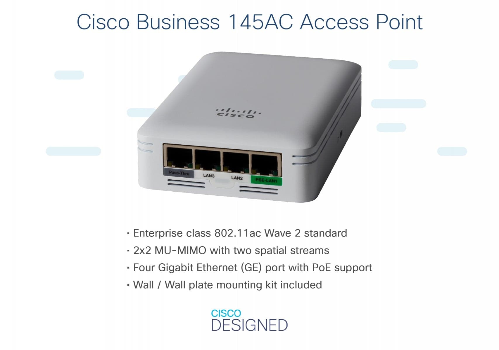 Cisco Business 145AC - Ponto de acesso sem fios - Wi-Fi 5 - 2.4 GHz, 5 GHz - montável na parede — miniatura 4